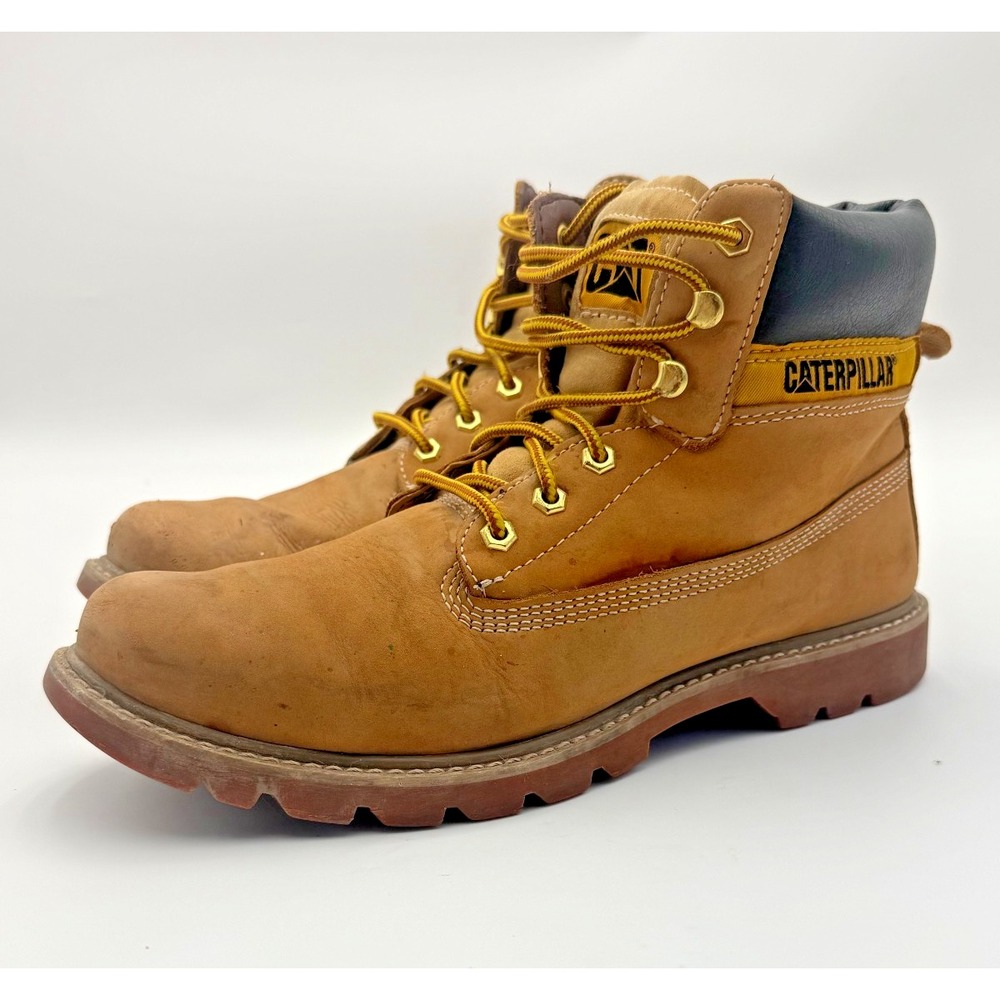 Caterpillar CAT Work Boots Men's 12 Wide Brown Leather P110428 Lug Sole